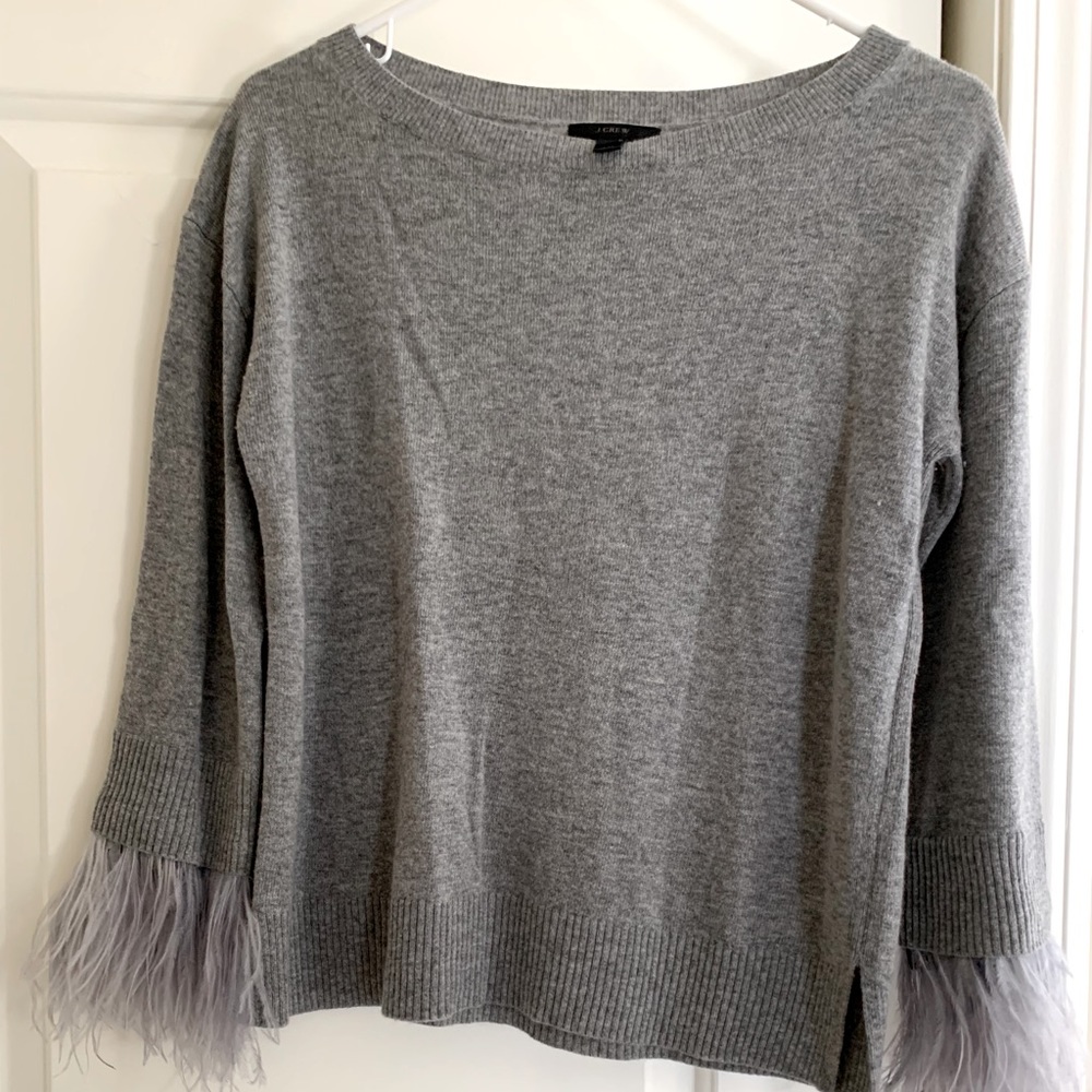 Jcrew ostrich feather sleeve sweater